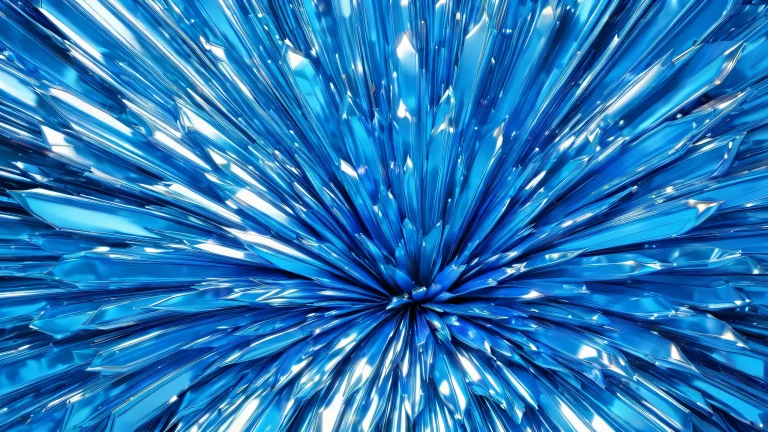 A futuristic cyberpunk cityscape with bright blue and metallic hues, showcasing intricate details and high-quality art.