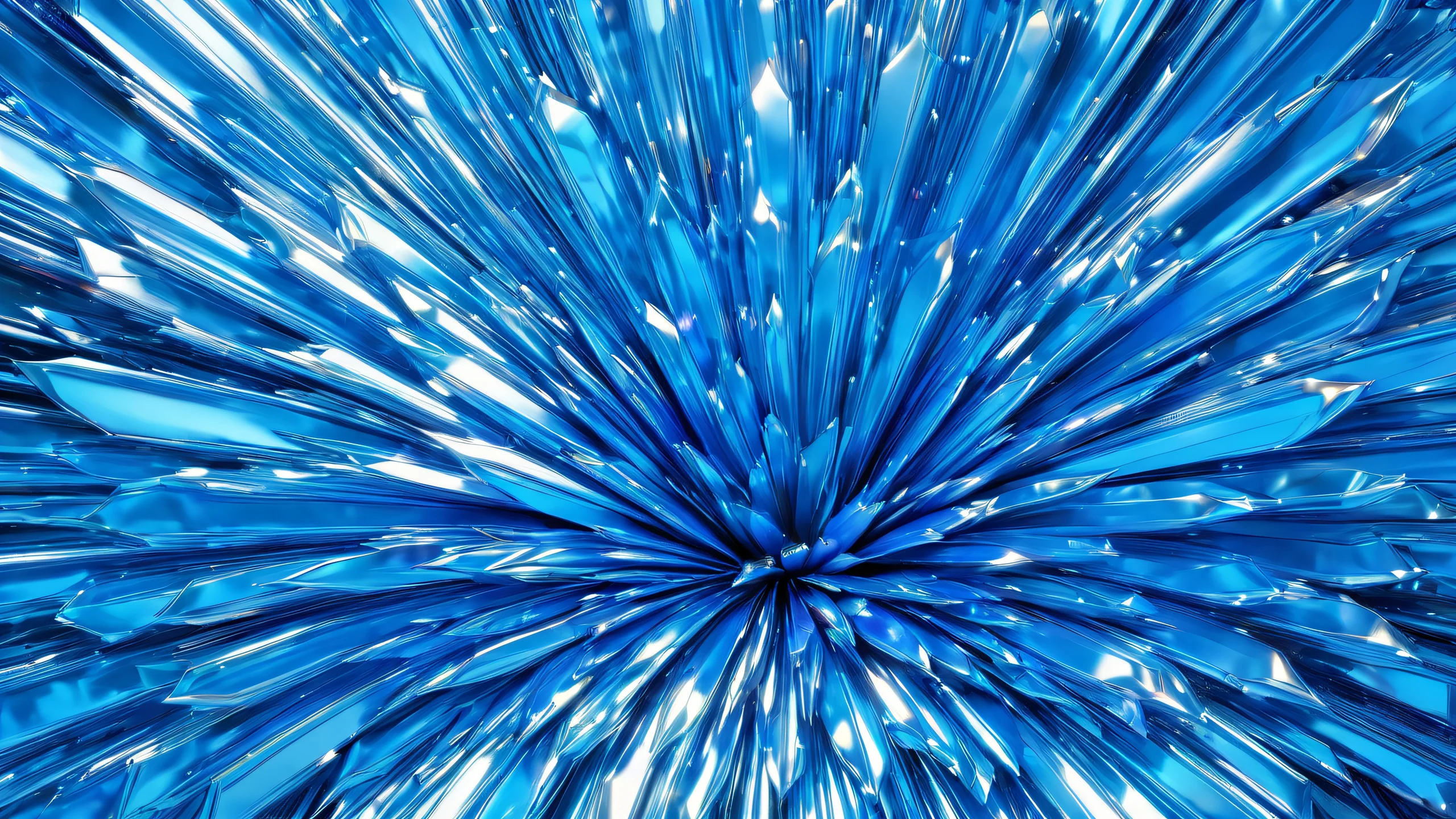 A futuristic cyberpunk cityscape with bright blue and metallic hues, showcasing intricate details and high-quality art.