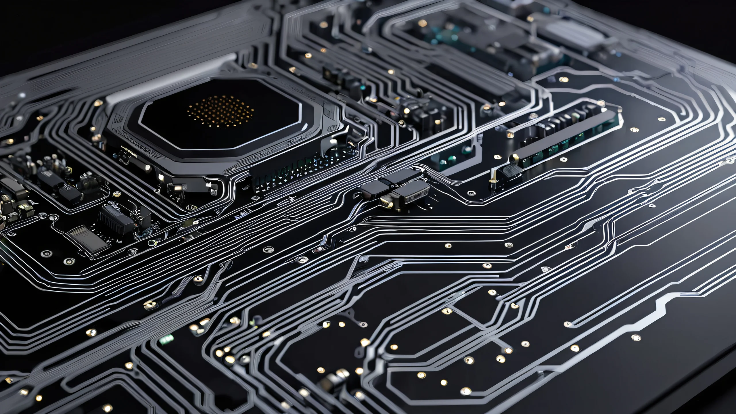 Cyberpunk Cityscape 4K Desktop Wallpaper A futuristic city landscape with neon-lit skyscrapers and a dark, moody atmosphere.