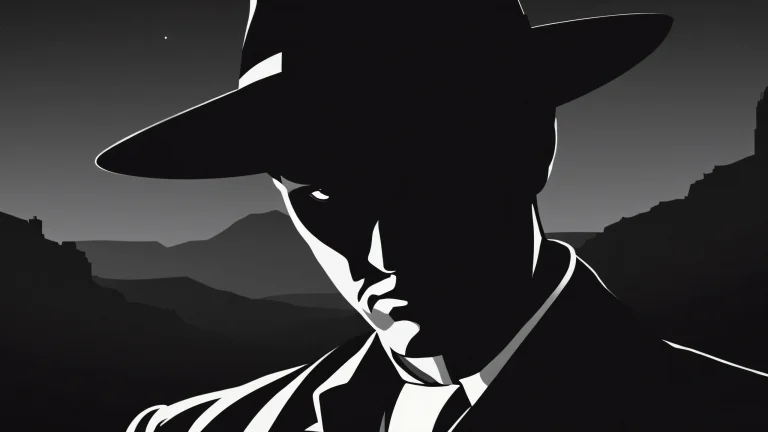 A futuristic city at night with neon lights and towering skyscrapers.