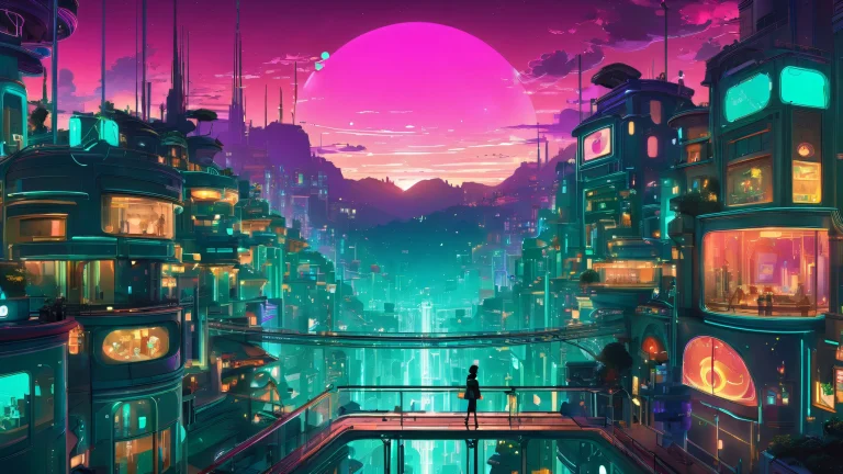 Ethereal void desktop wallpaper with circular grid and brilliant colors for Desktop/PC use.