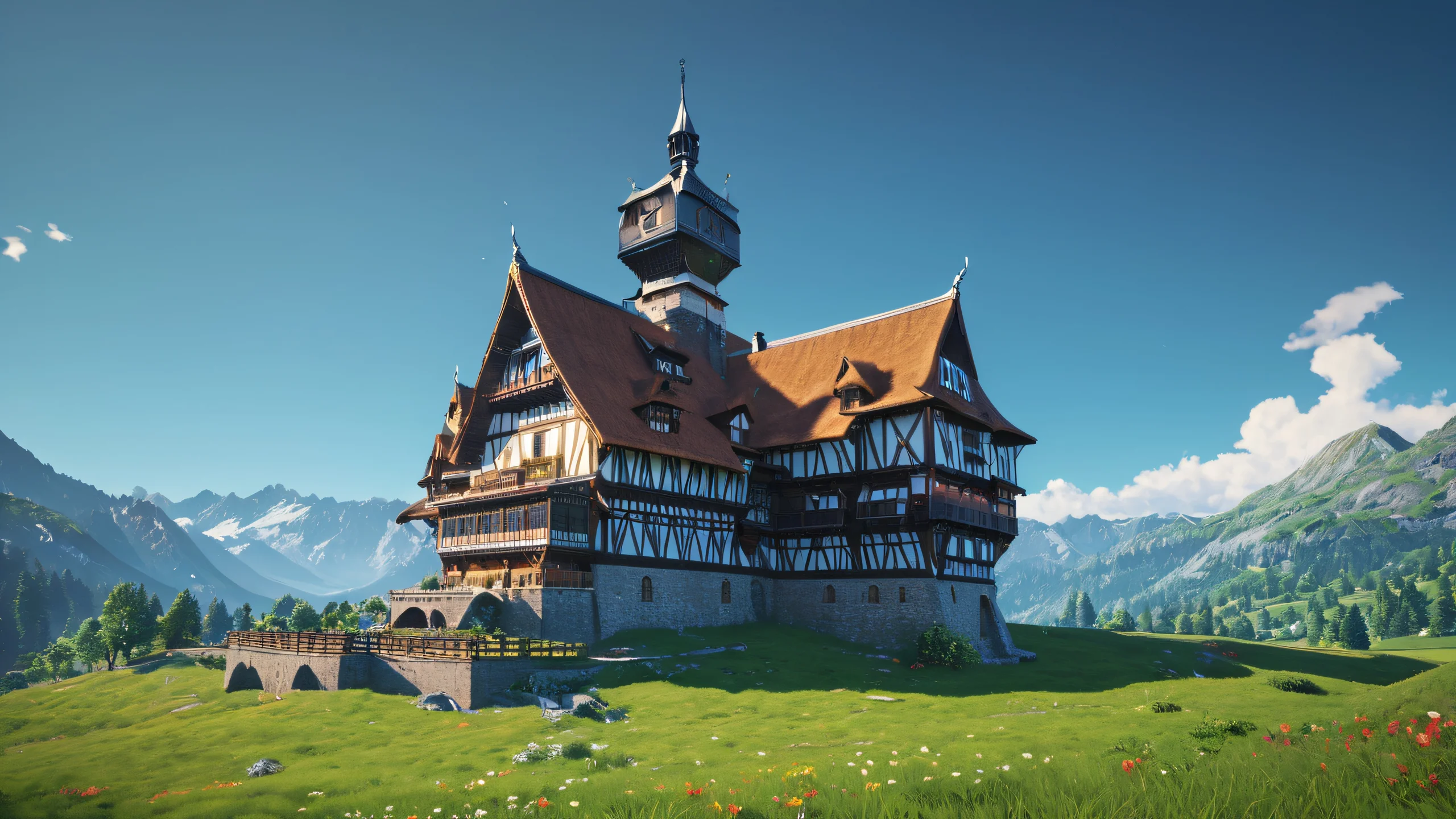 Stunning Cyberpunk Urban Ruins 4K Wallpaper A futuristic cityscape at dusk with neon lights reflecting off rain-soaked streets.