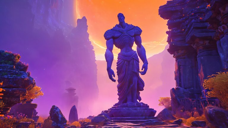 cyclop emerges from ancient ruins 4k wallpaper scaled