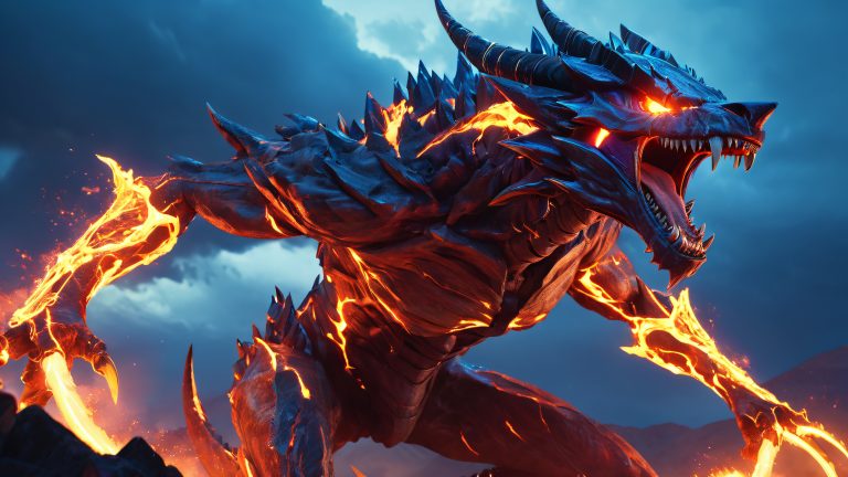 dark demon emerge from hellish flames wallpaper scaled