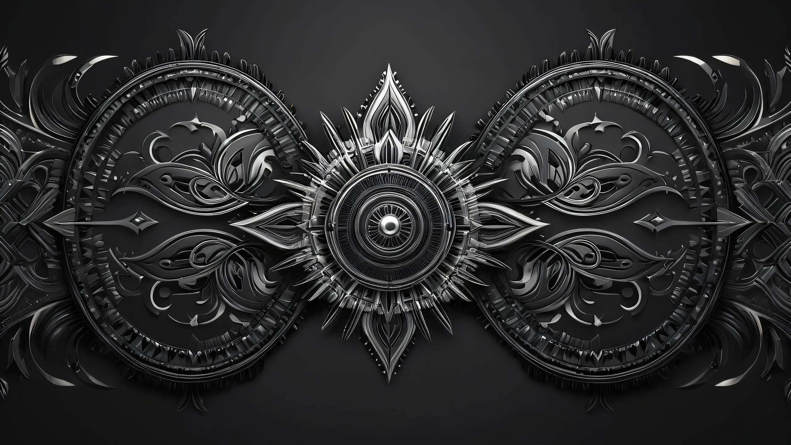 Ultra HD Dark Tribal Masterpiece Wallpaper Centered dark metallic tribal digital art with low key lighting and dark gradients