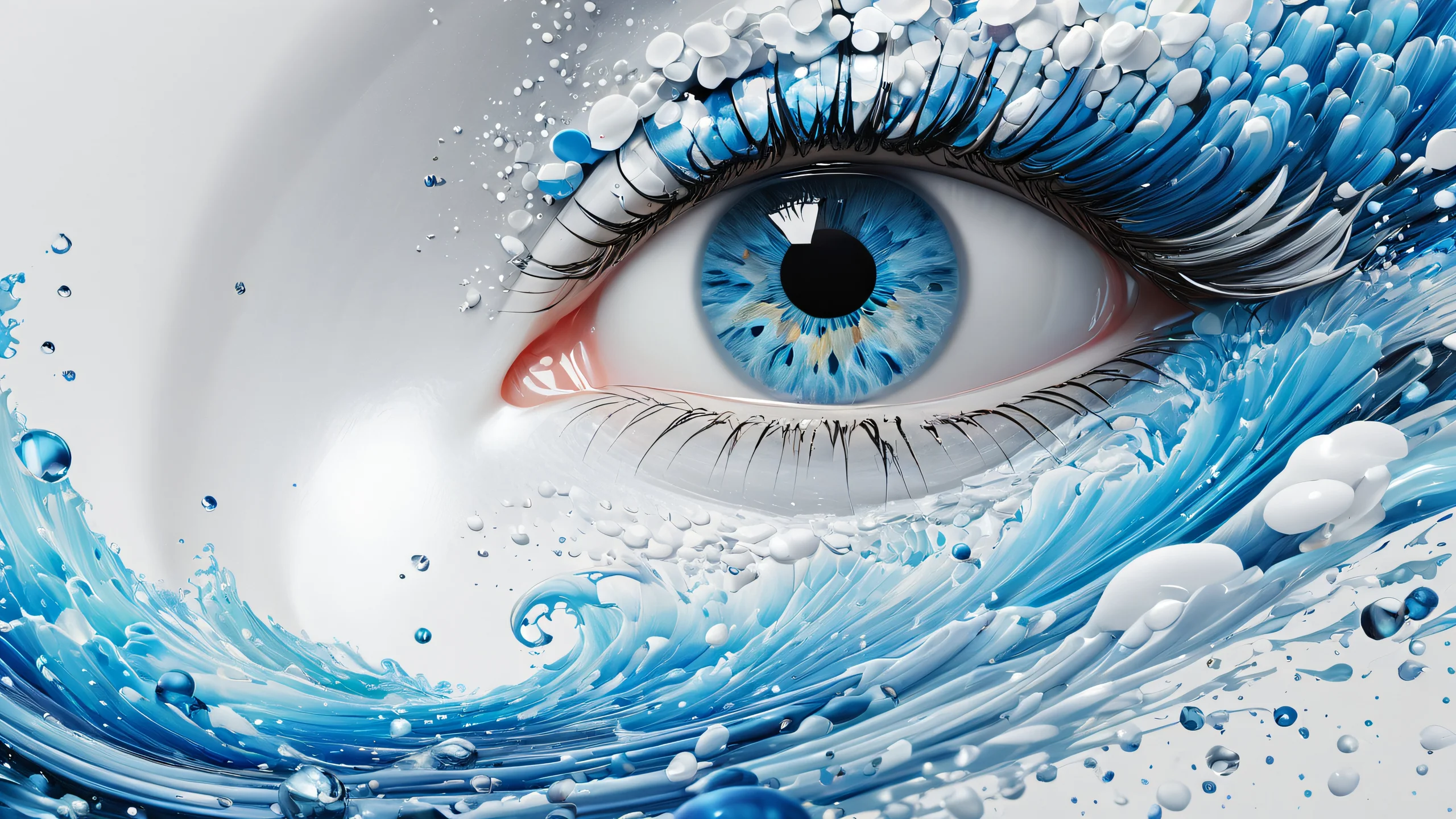 Stunning Digital Brushstroke Masterpiece 4K Wallpaper A stunning digital artwork featuring bold brushstrokes in shades of blue, white, and gray.