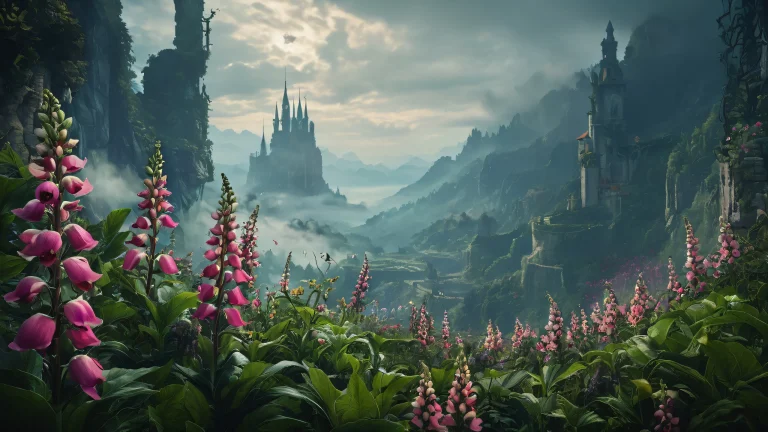 Digital art of an anime-inspired cityscape on a desktop/PC background with dramatic lighting and vibrant colors.