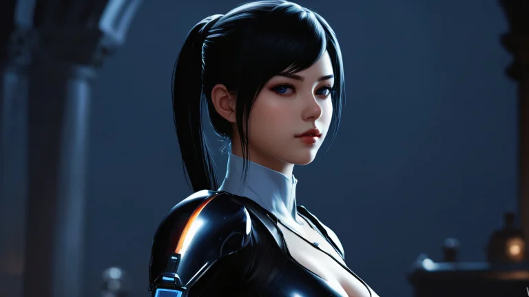 Award-winning digital art of Video Game Girls on a perfectly clean vast pure void background for desktop/pc