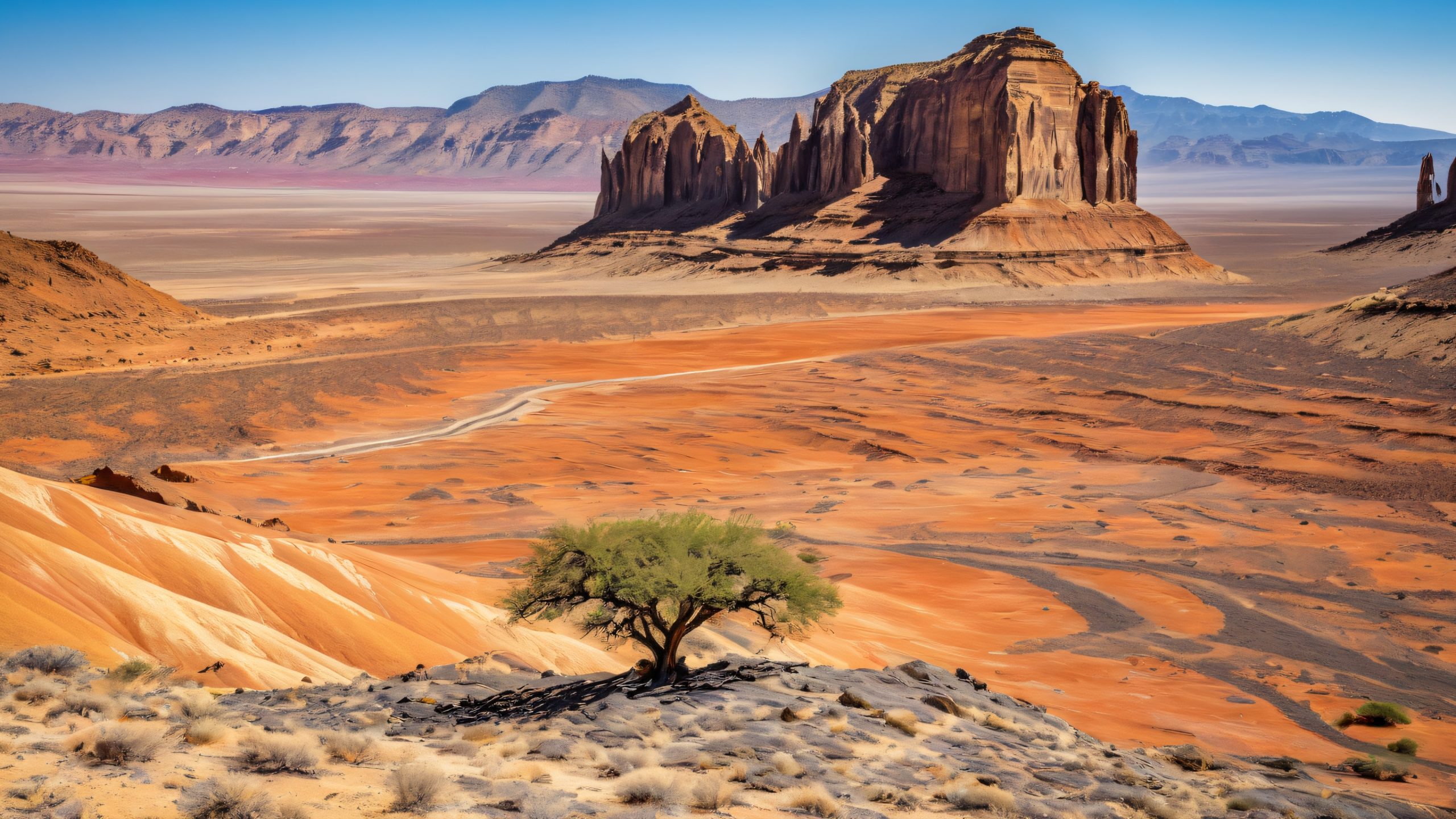 4K Eroded Rock Formation Desktop Background Majestic rock formation with intricate erosion patterns in a desert landscape.