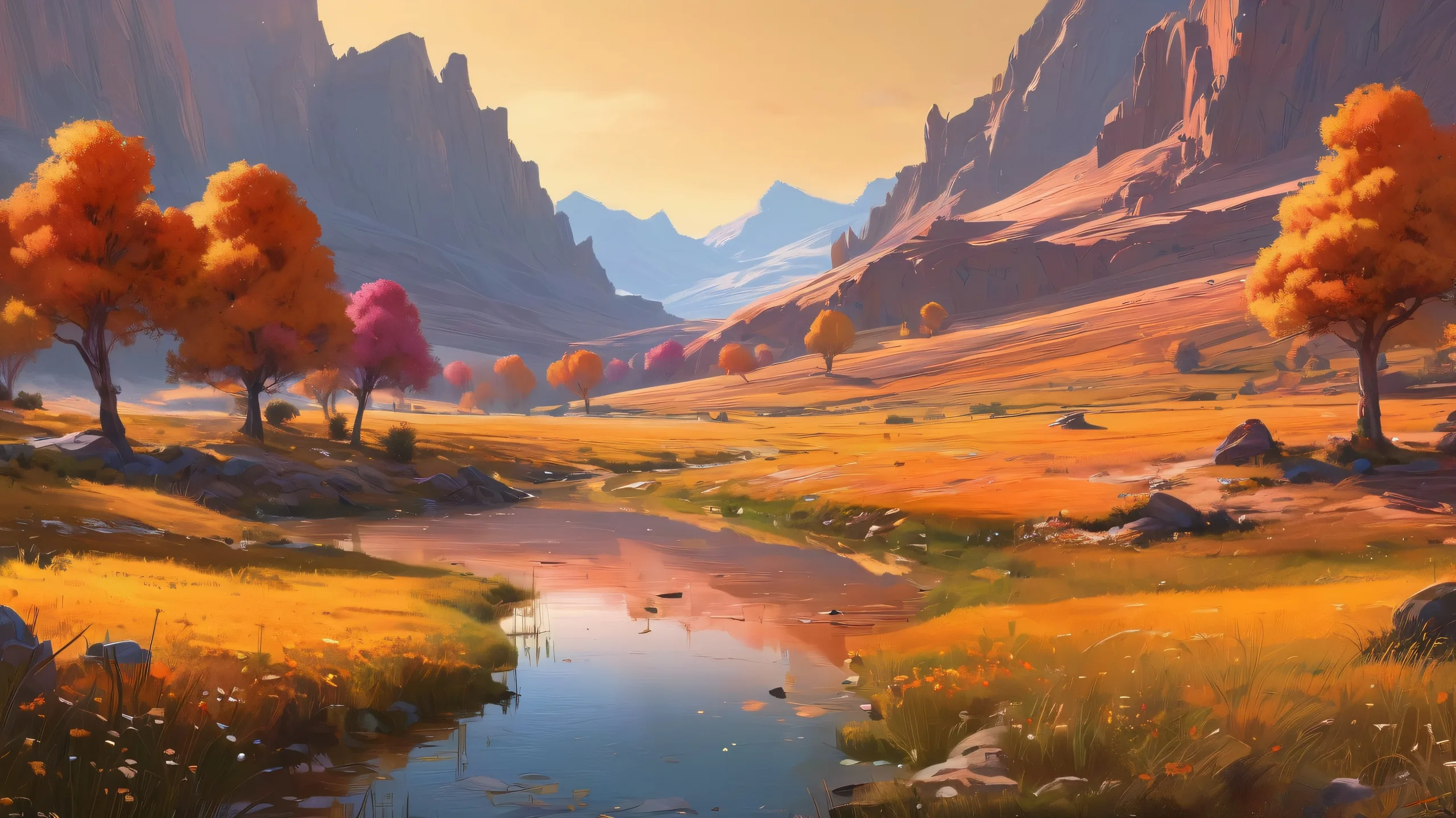 A serene desktop wallpaper of a vast, pure void with hints of rustic terrain in the distance, suitable for Desktop/PC