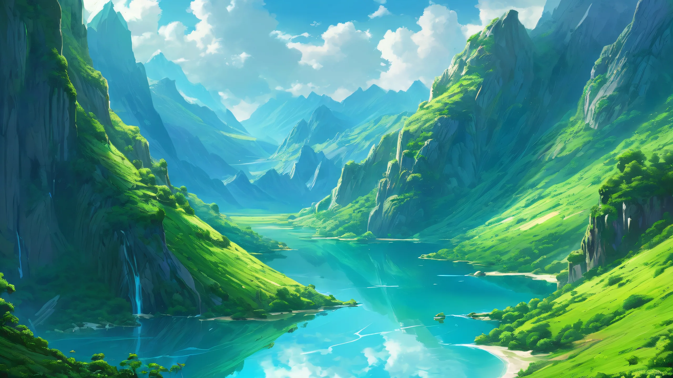 Epic Ethereal Abyss of Perfection Desktop Wallpaper A stunning blue-green void on a desktop/PC background with radiant lighting and perfect composition for a surreal atmosphere.