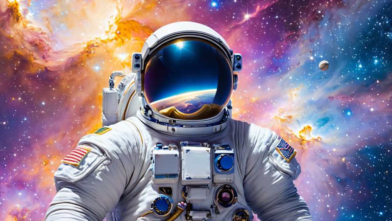 ethereal astronaut whimsical galaxy 4k wallpaper scaled
