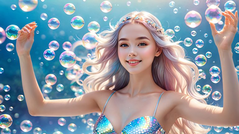 ethereal babe iridescent bubble dance wallpaper scaled