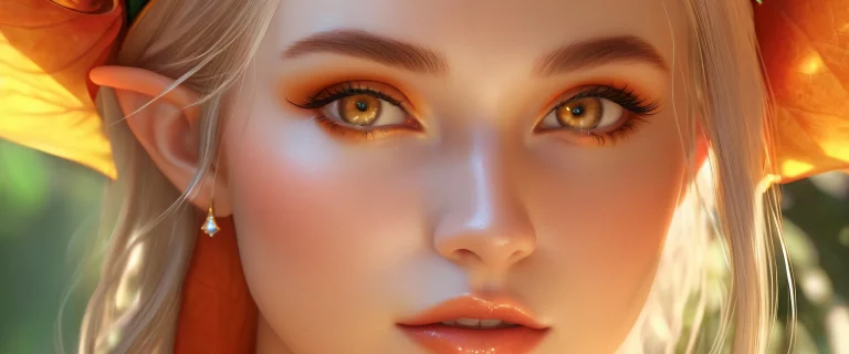 A stunning desktop wallpaper of Elf Girl set against a vast pure void with extreme depth of field for Desktop/PC