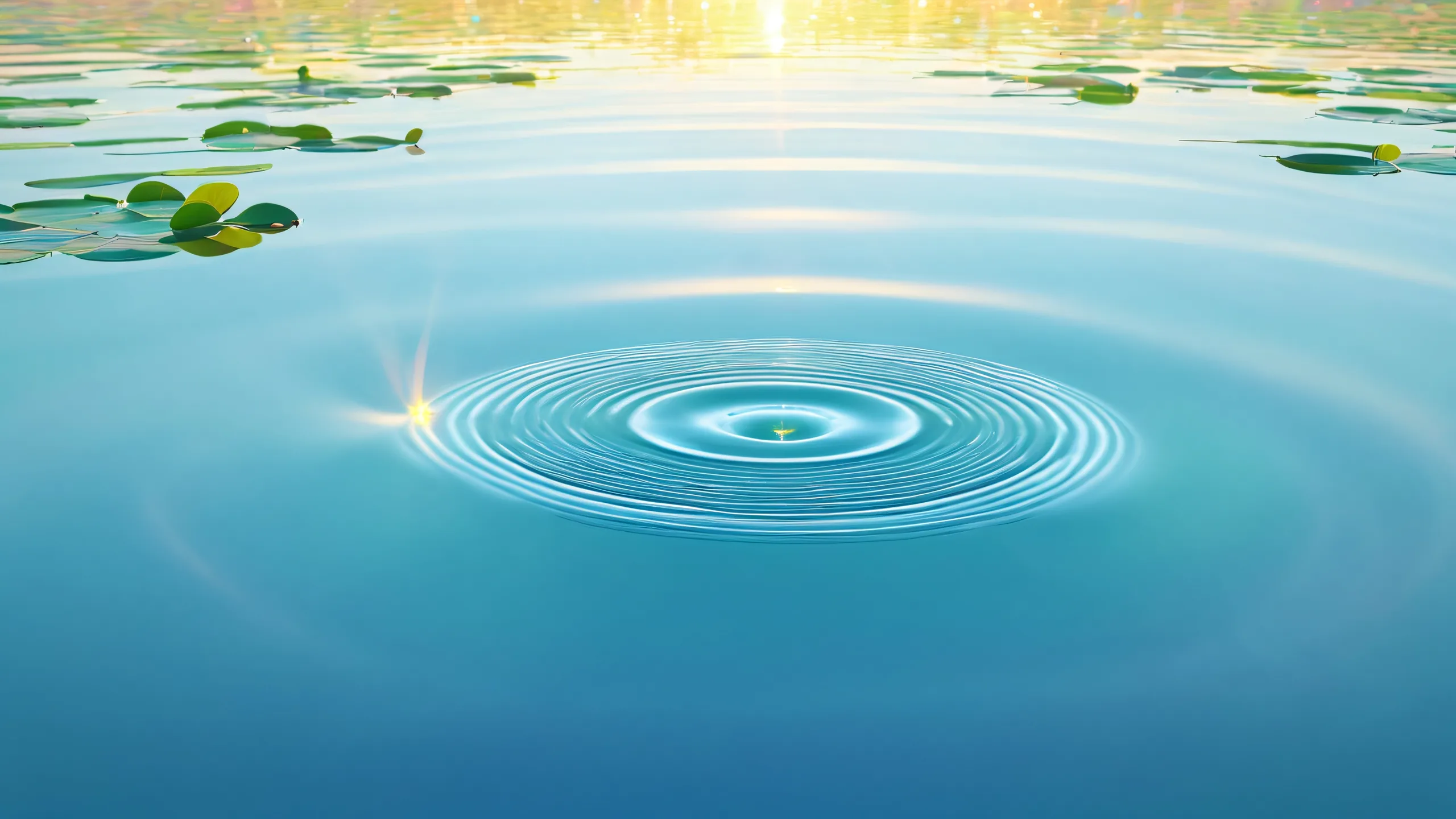 Epic Ethereal Bubble Oasis 4K Desktop Wallpaper Tranquil water body with iridescent bubble and wispy smoke, perfect for desktop/PC backgrounds.