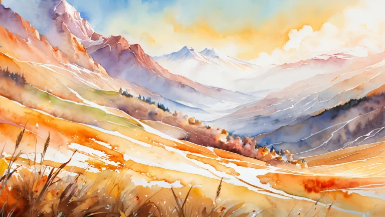 Hauntingly beautiful watercolor desktop for PC or Desktop with radiant colors and ray-traced reflections.