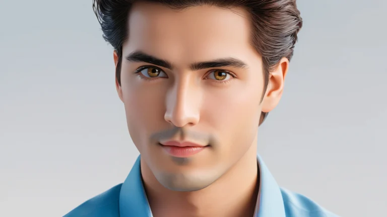 A stunning illustration of a person gazing directly at the viewer with an ethereal background.