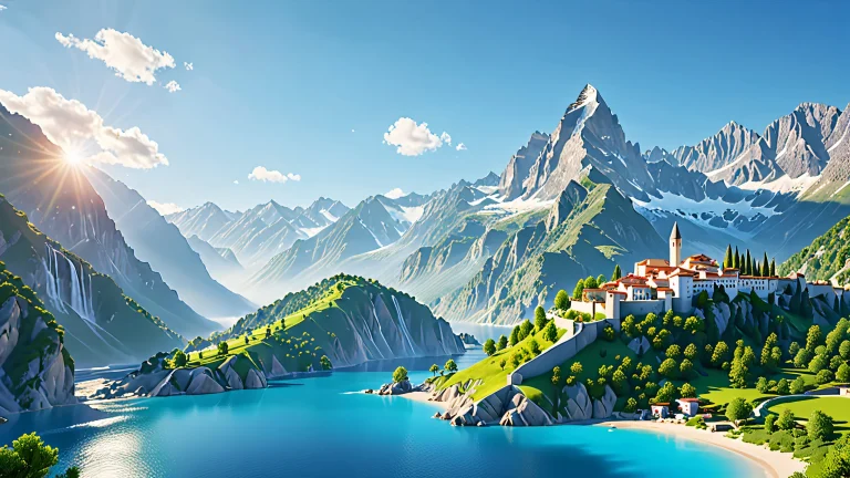 Volumetric lighting creates an ethereal sculpture in a bright and airy atmosphere.