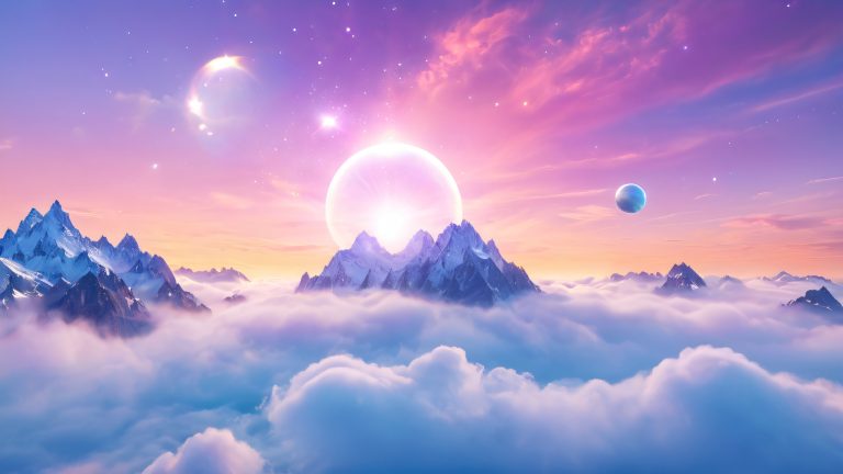 ethereal orbs in dreamlike clouds 4k fantasy wallpaper scaled