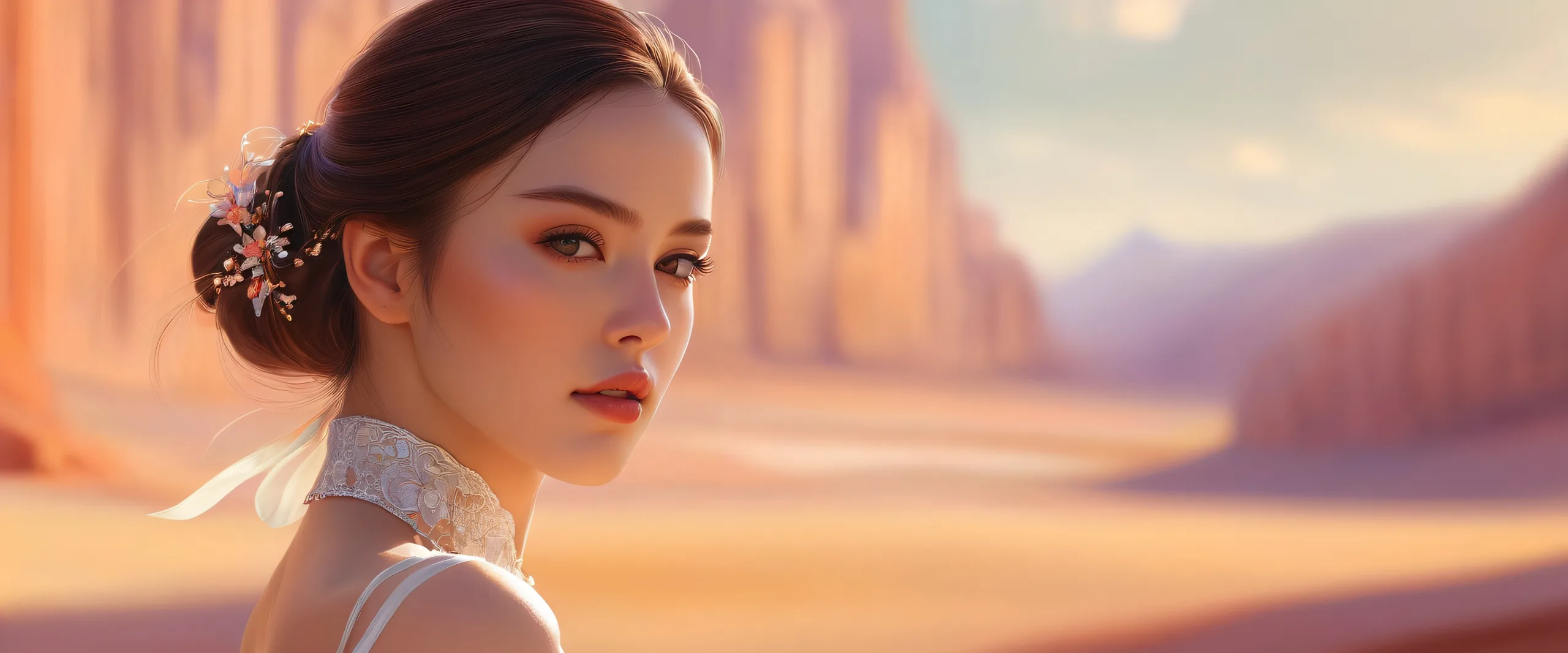 Ethereal Portrait Serenity Aesthetic PC Wallperfecto para tu escritorio o PC A beautiful woman against a vast pure void, perfect for your desktop or PC.
