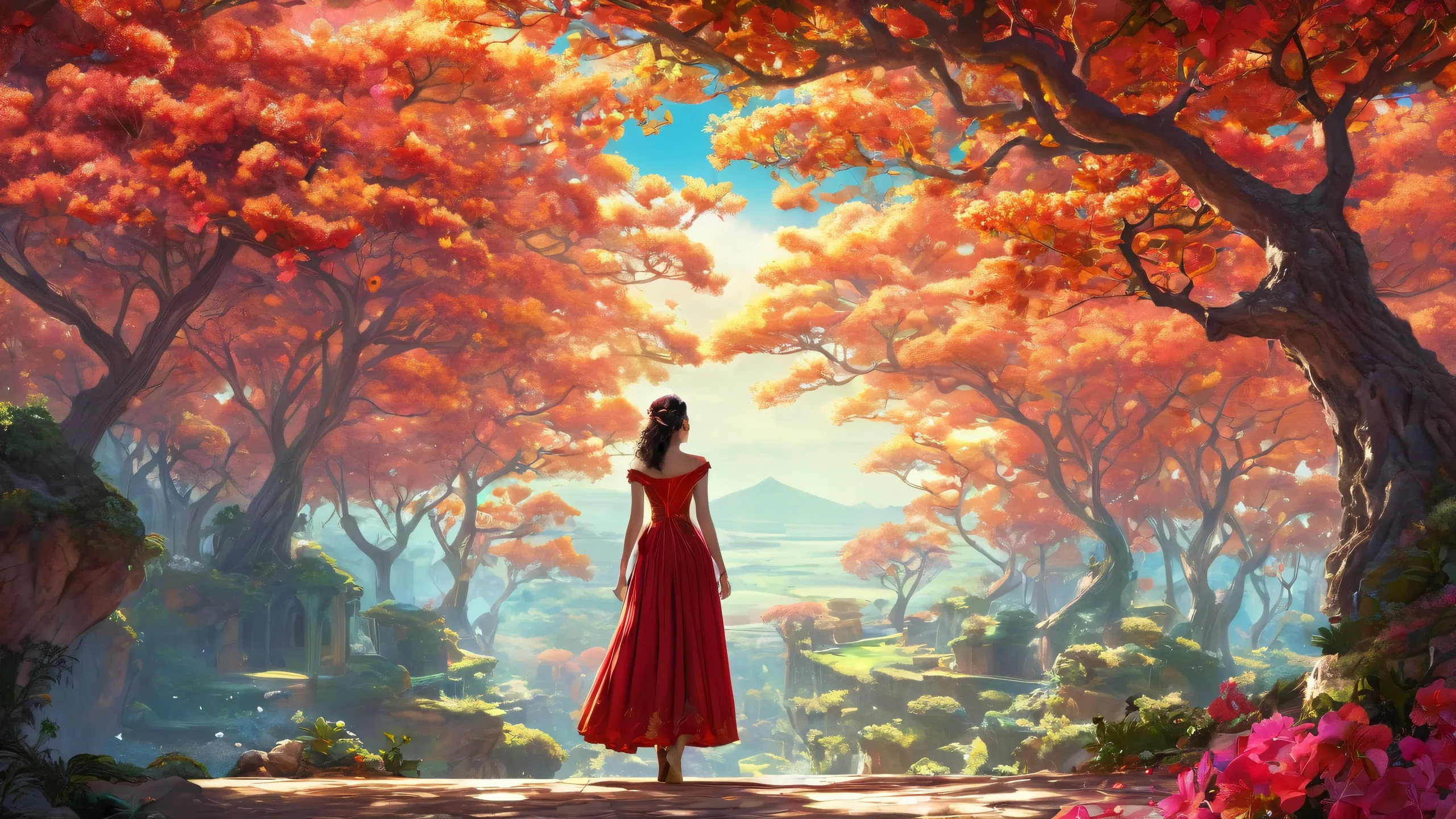 Ethereal Radiance Unveiled Aesthetic PC Wallpaper Mysterious woman set against a vast, pure void with extreme depth of field, perfect for your desktop/PC.