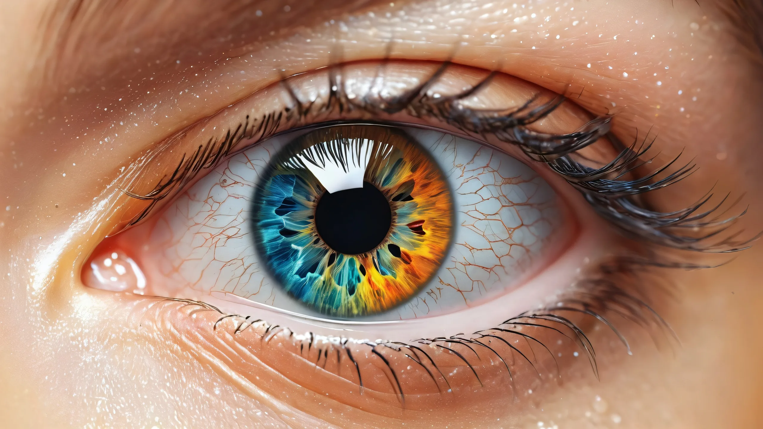 Ethereal Realms Unveiled Aesthetic PC Wallpaper Award-winning digital art of a stunning monochrome landscape with pops of color on a 16:9 desktop or PC screen.