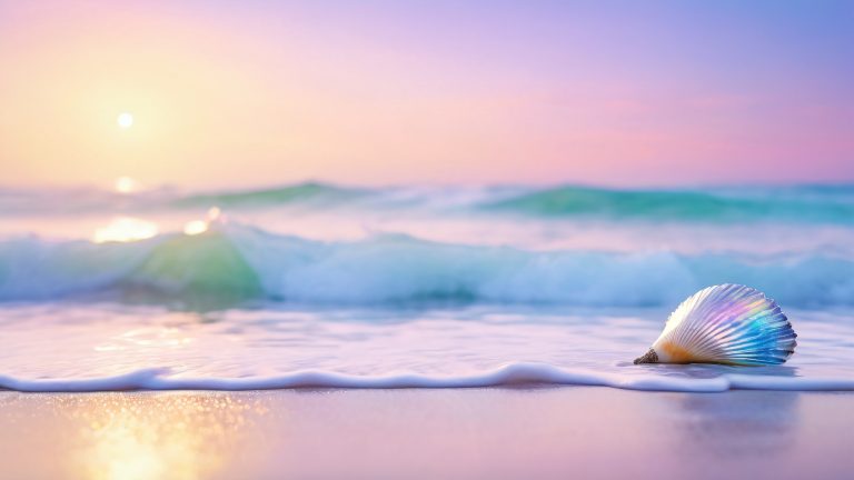 ethereal seashells moonlit beach 4k wallpaper scaled