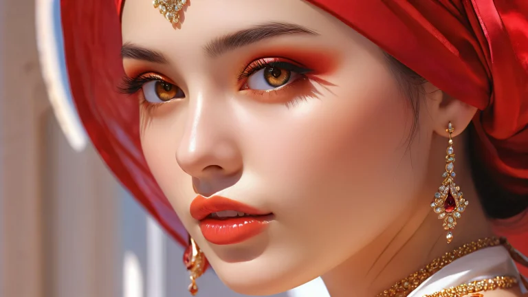 A serene desktop scene featuring a woman amidst a vast, clean void with radiant lighting and brilliant colors.