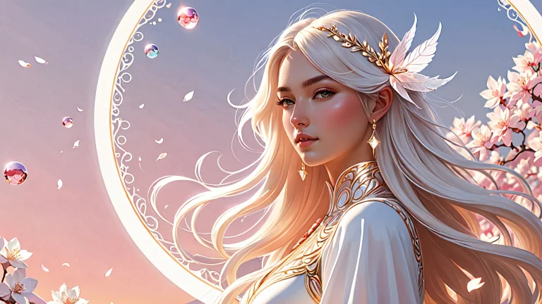 A stunning desktop image of a woman set against a soft pink background, perfect for desktop/PC screens.