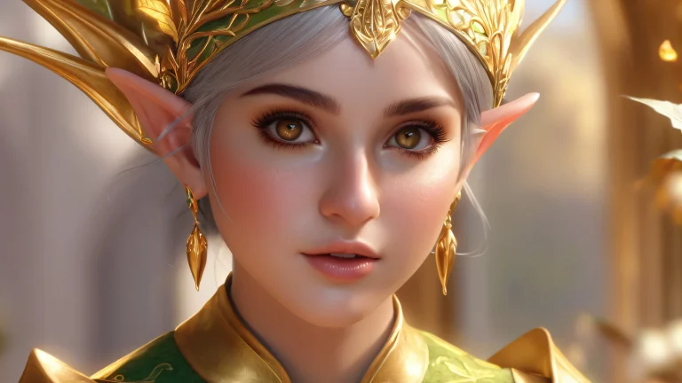 Desktop/PC wallpaper of an elf with pure void and ethereal lighting.