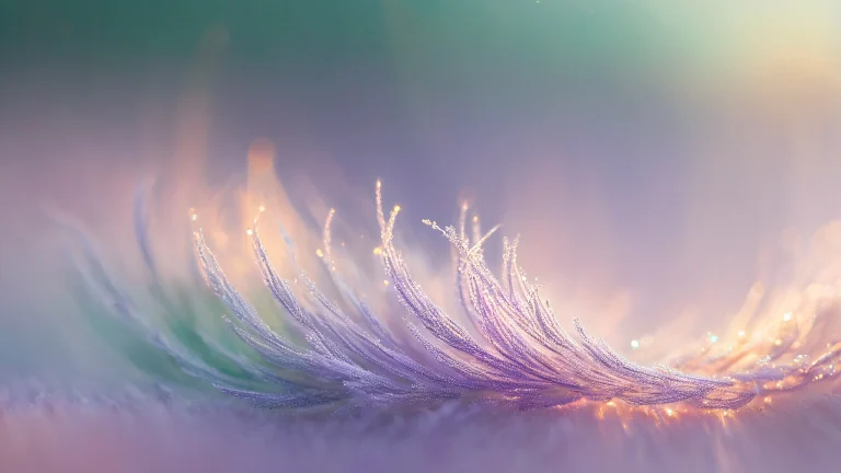 Delicate iridescent mist with gemstone-encrusted filaments and intricate textures.