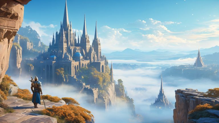 ethereal warrior mystical metropolis 4k wallpaper scaled