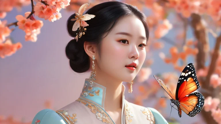 Portrait of Eunice Ye with Butterfly on a clean and pristine desktop/pc background