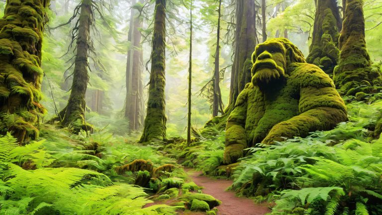 fantasy golem wallpaper ancient mossy titan primeval forest scaled