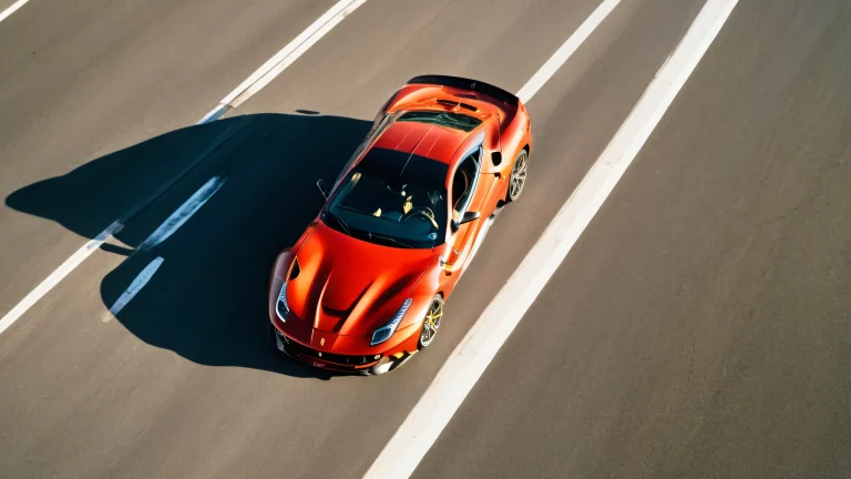 Breathtaking desktop wallpaper of a Ferrari F12 TDF on a winding track, adapté à une utilisation sur PC ou ordinateur de bureau