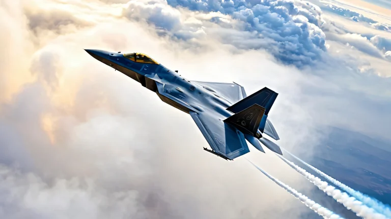 A fighter jet soaring through a steamy vortex on a gray-blue cloud background, suitable for desktop PCs.