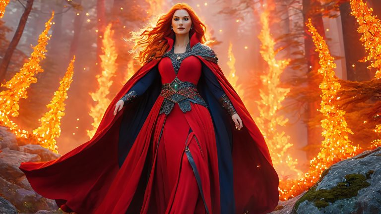 fiery sorceress blazing throne scaled