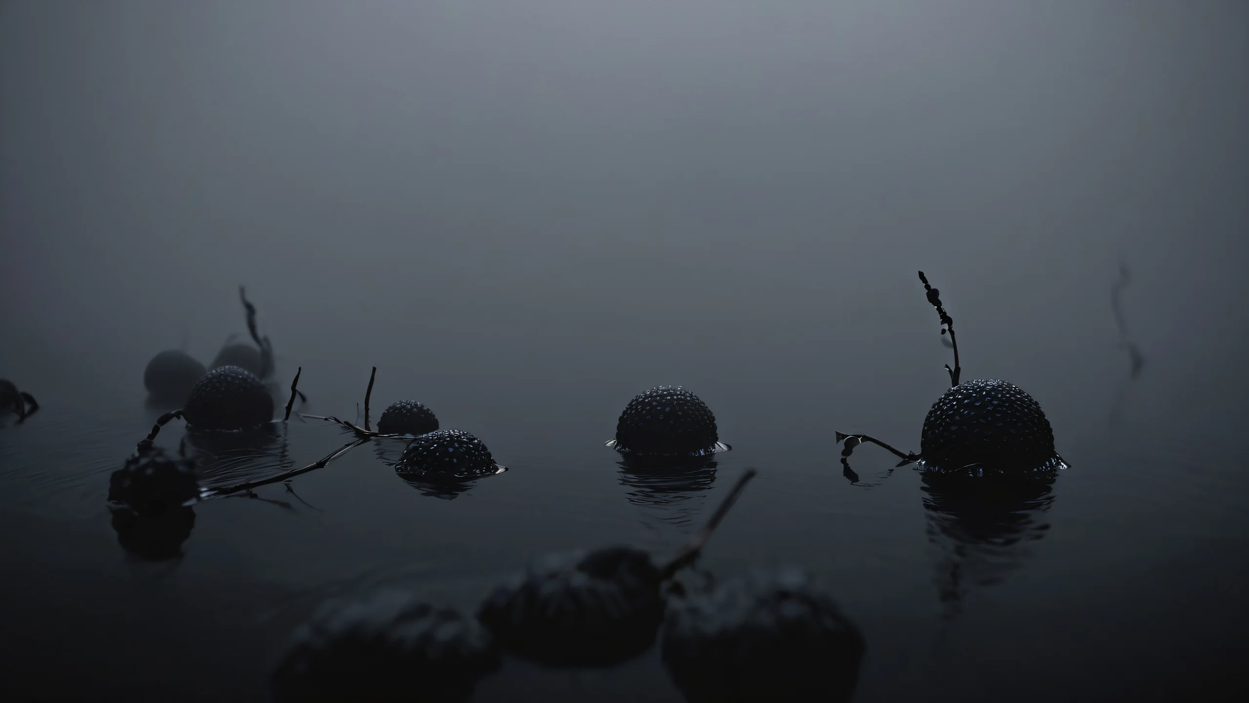 Foggy Formations Unveiled 4K Desktop Wallpaper Delicate forms emerge from the fog with intricate details and textures.