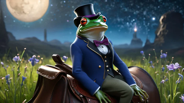 A frog astronaut riding a mouse through deep space, for desktop use on PC or Desktop/PC.