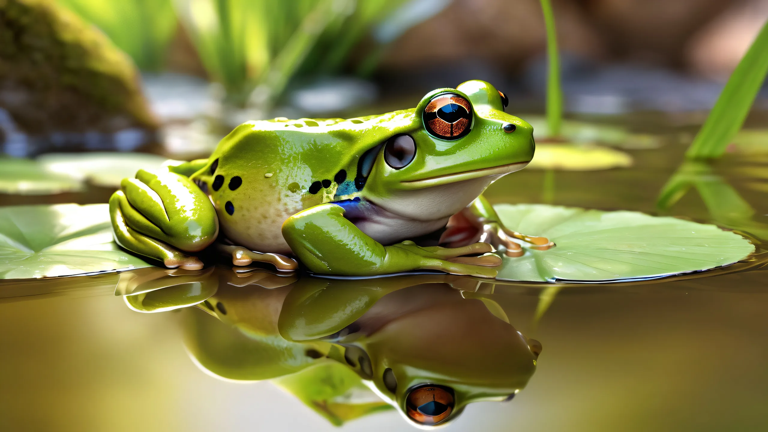 A majestic frog sitting on a pristine void desktop, perfect for Apple macOS users.