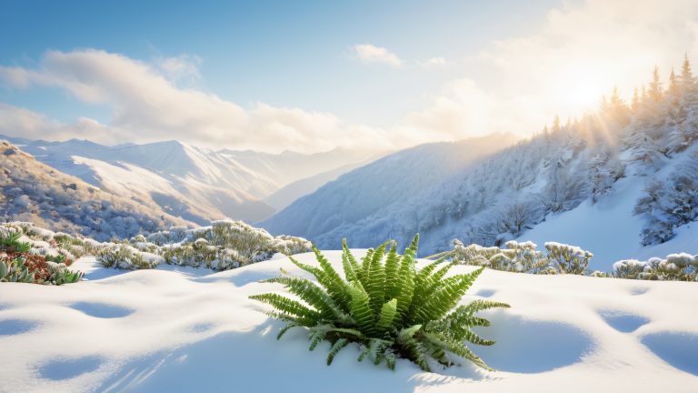 冷ややかなシダ、多肉植物、冬、壁紙、スケール