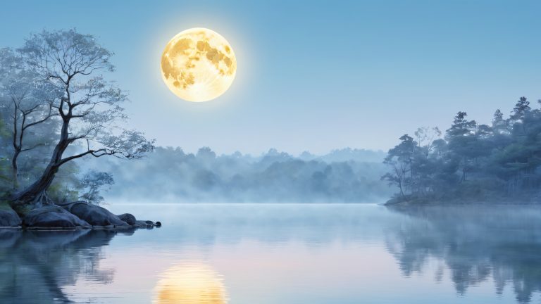 full moon lake 4k wallpaper scaled