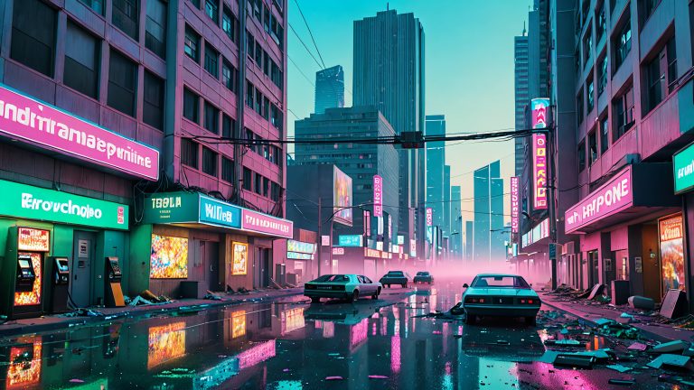 futuristic abandoned cityscape 4k vapor wallpaper scaled