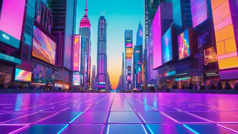 futuristic city square 4k wallpaper scaled