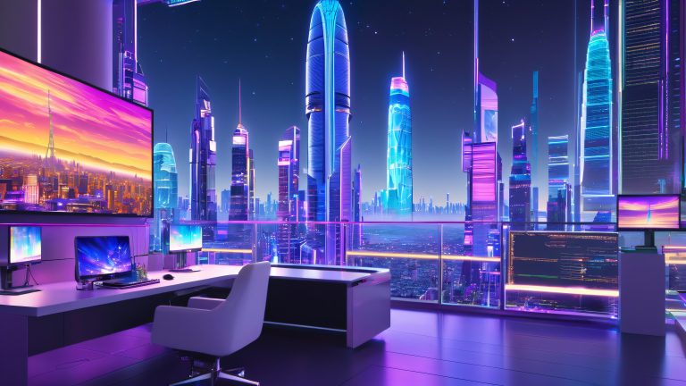 futuristic cityscape 4k desktop wallpaper scaled