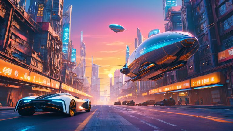futuristic cityscape 4k wallpaper neon lit skyscrapers and hovercars scaled