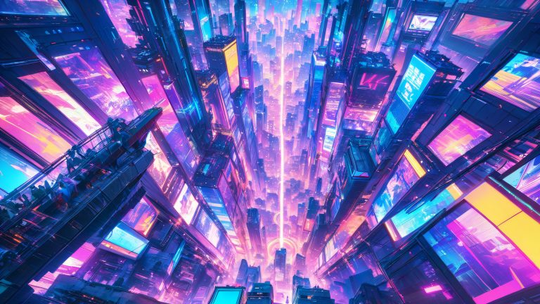 futuristic cityscape cyberpunk dystopia anime wallpaper scaled