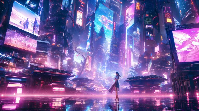 futuristic cityscape grand piano wallpaper scaled