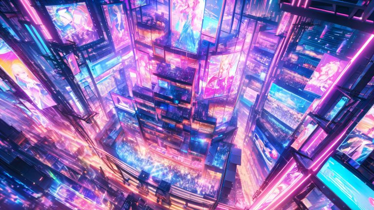 futuristic cityscape hatsune miku kagamine len concert 4k wallpaper scaled
