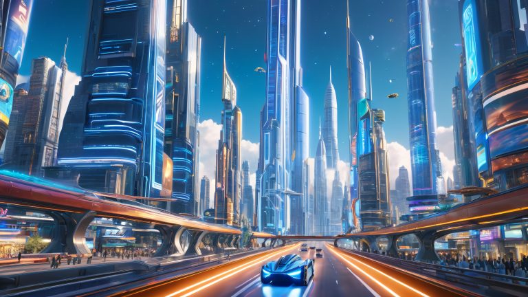 futuristic cityscape manipulating reality with cybernetic prowess scaled